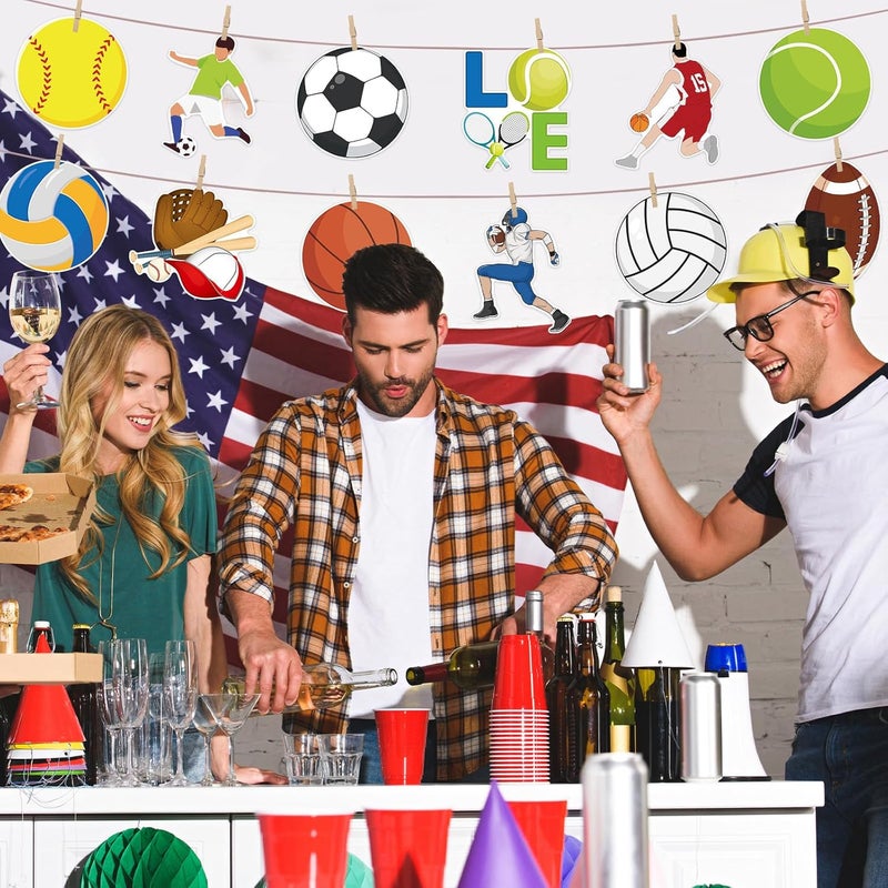 Machomby 48Pcs Sports Ball Cutouts for Bulletin Board Decorations, Funny Basketball Football Volleyball Cutouts Sports Paper Cut-Outs for Sport Theme Birthday Party Home Classroom Chalkboard Wall Decor - Image 5